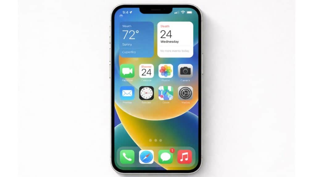 iOS interface showing home screen, control center, and system settings