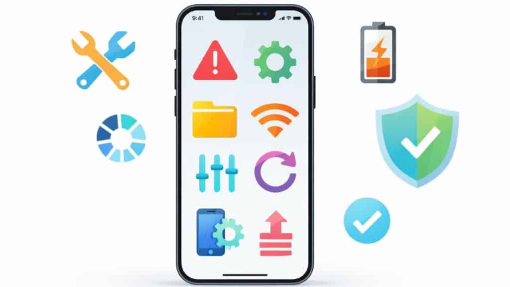iOS troubleshooting settings and system fix options on iPhone