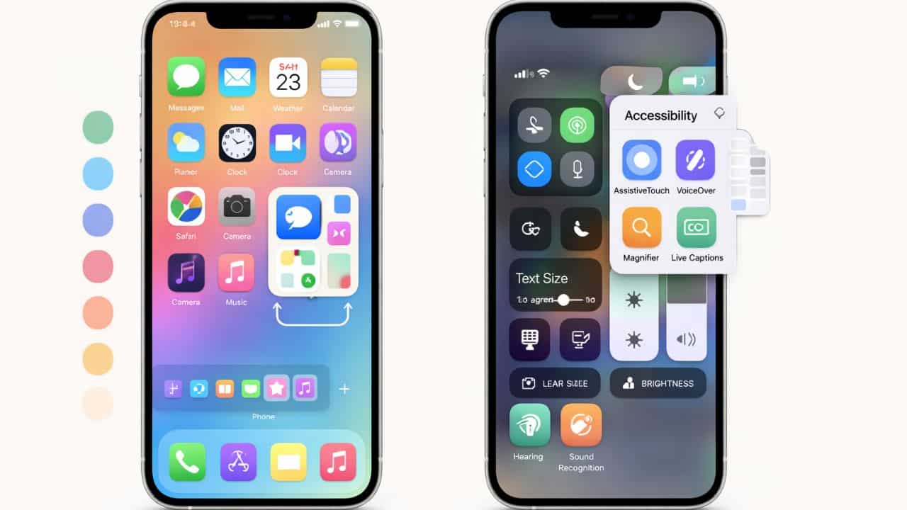 iOS customization and accessibility settings displayed on iPhone